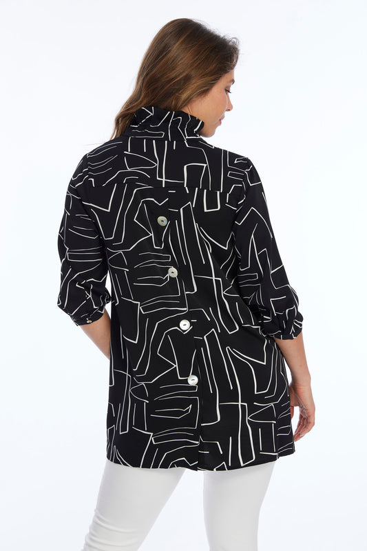 Black & White Wire Collar Tunic Top | Dora LIOR