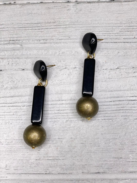 Alisha D Black Gold Drop Earring