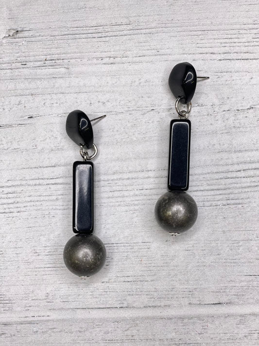 Alisha D Black Silver Drop Earring