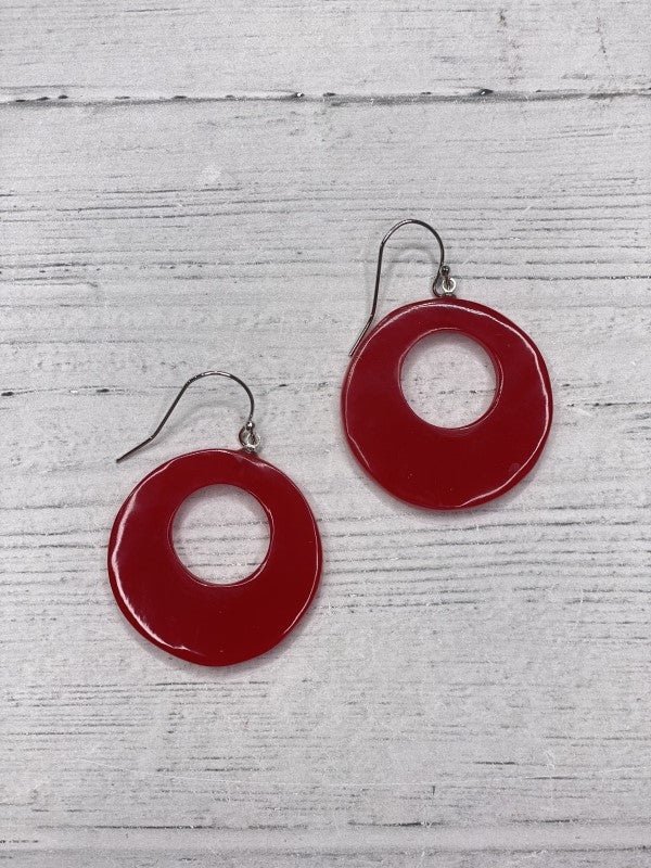 Alisha D Dangle Red Resin Hook Earrings