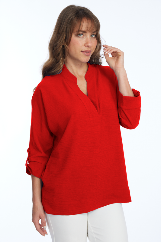 Red Woven Blouse Women's