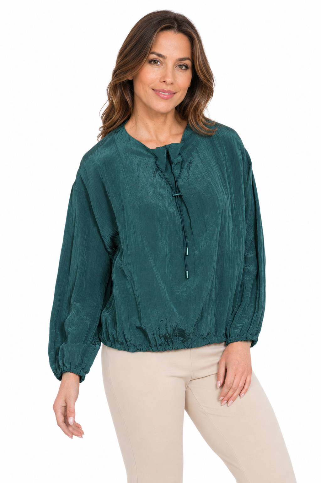 LIOR Women's Forest Green Blouse for Women With Easy Fit & Toggle Closure Neckline - "Gardenia"