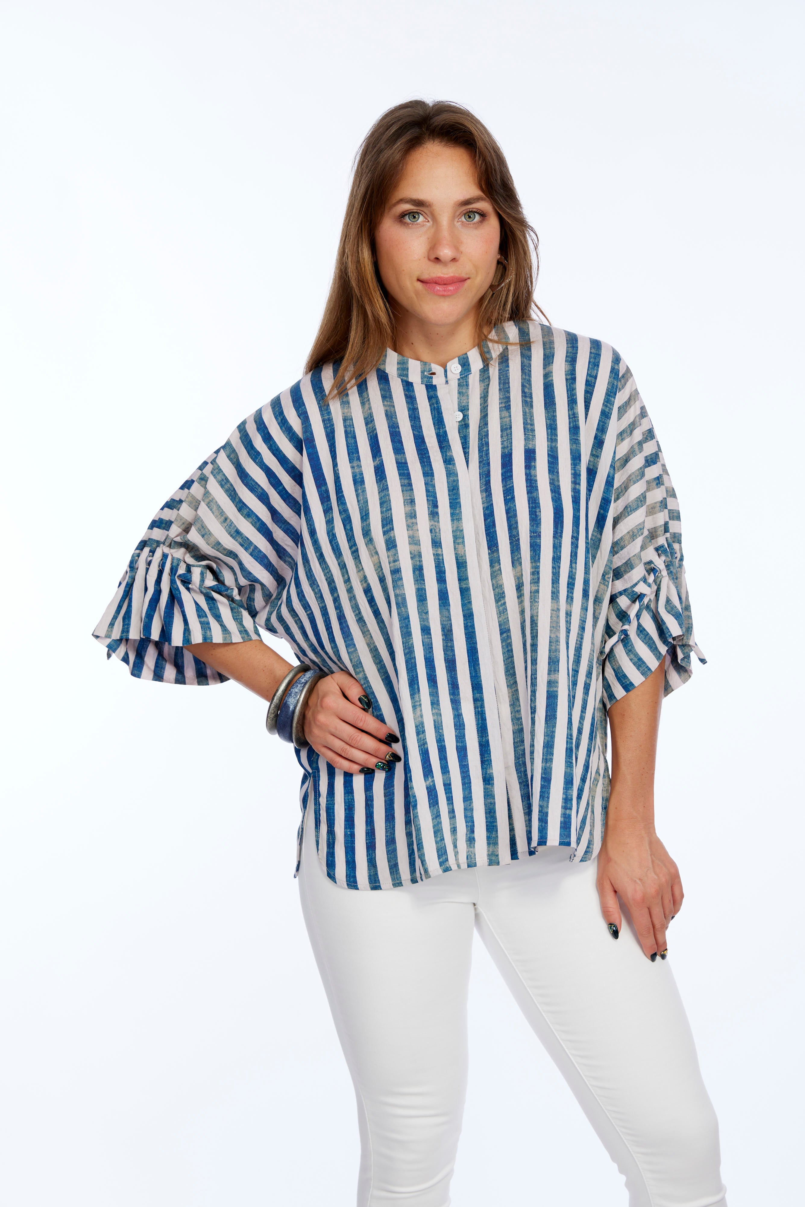 blue striped shirt women