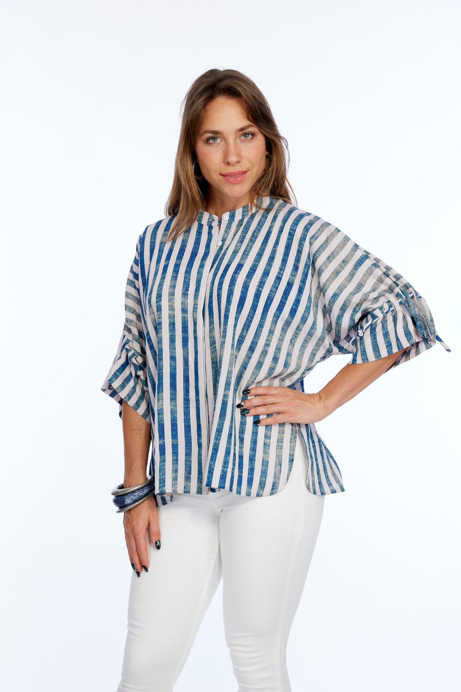 navy striped shirt