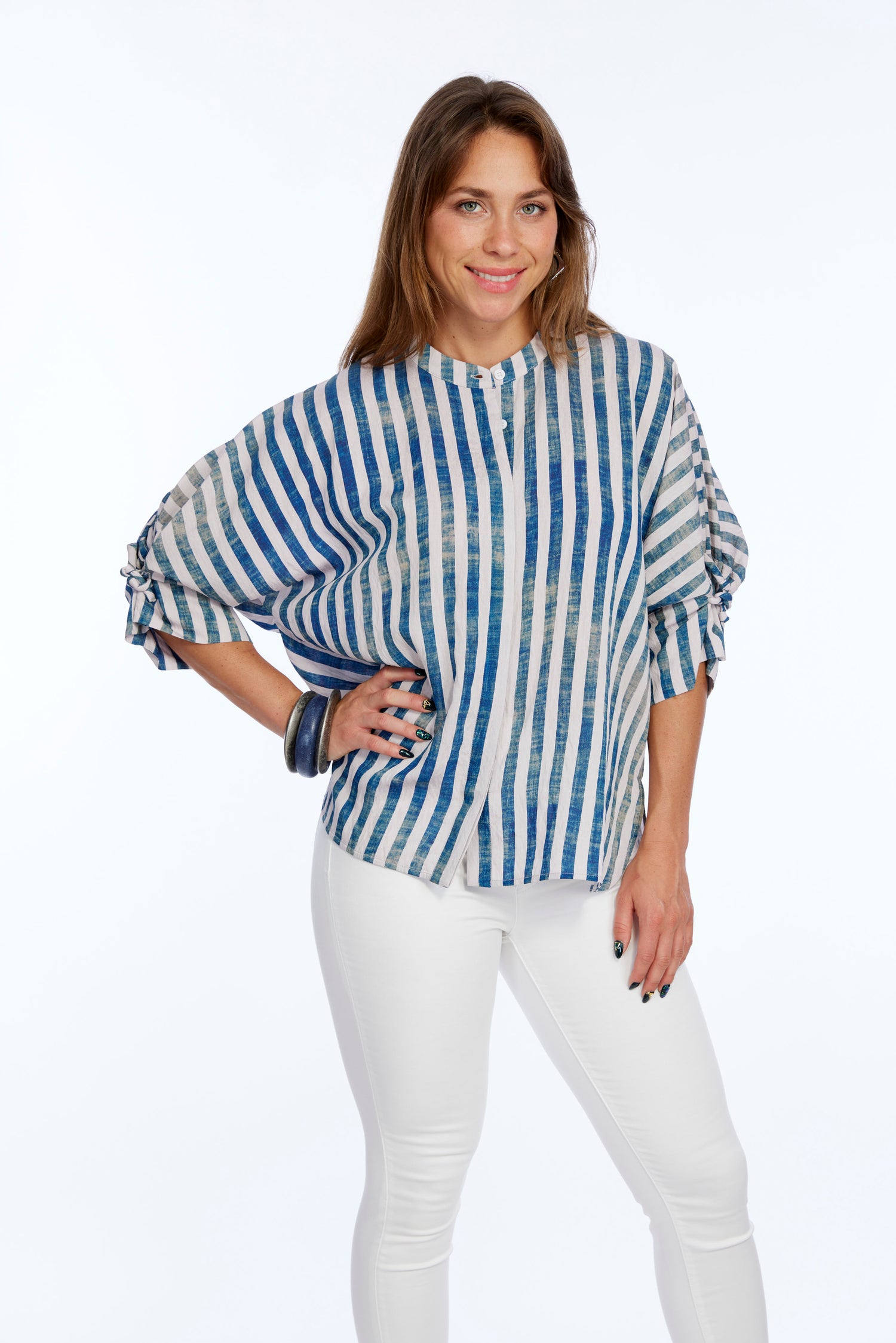 navy white stripe blouse