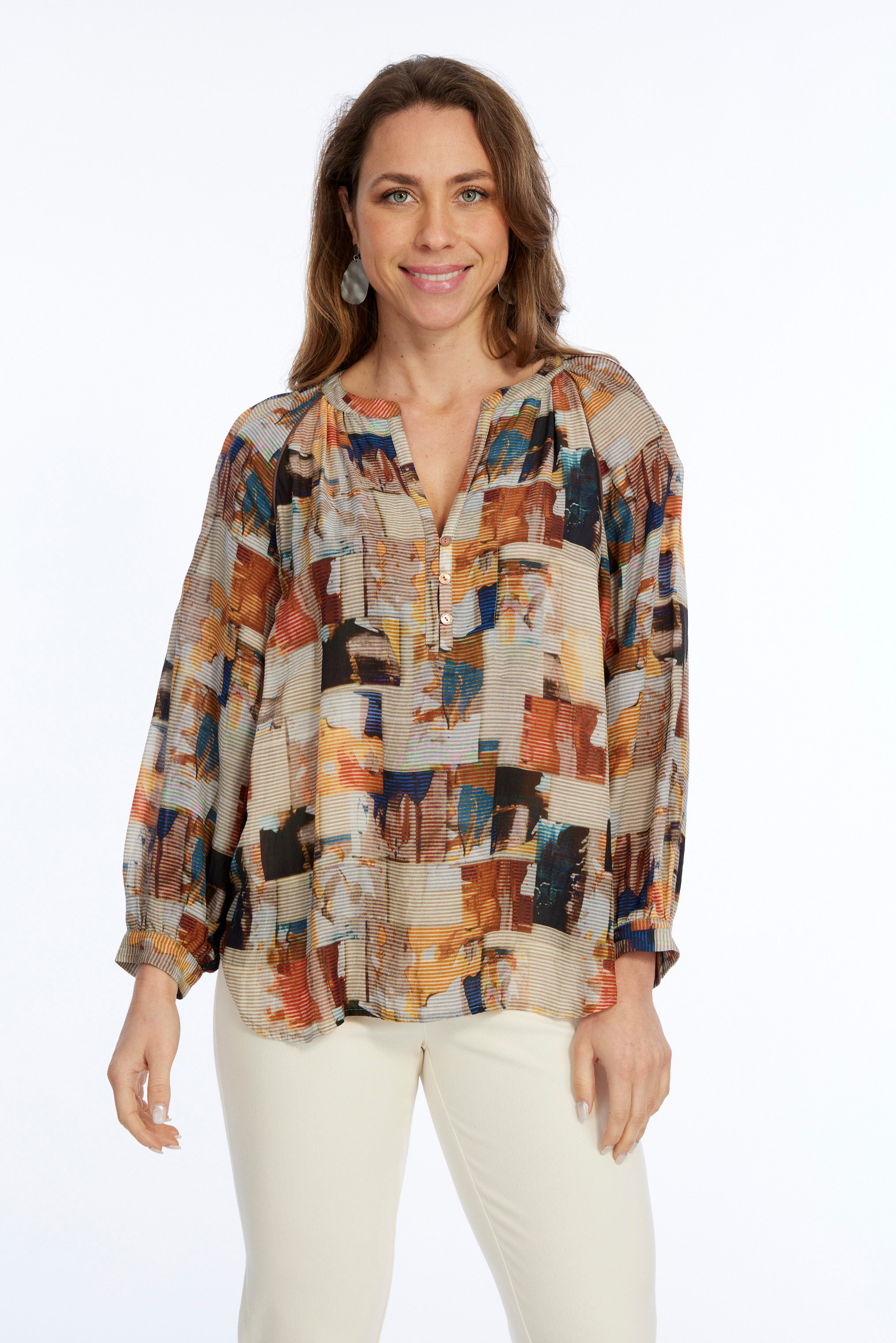 Indie Brown Abstract Print Pullover