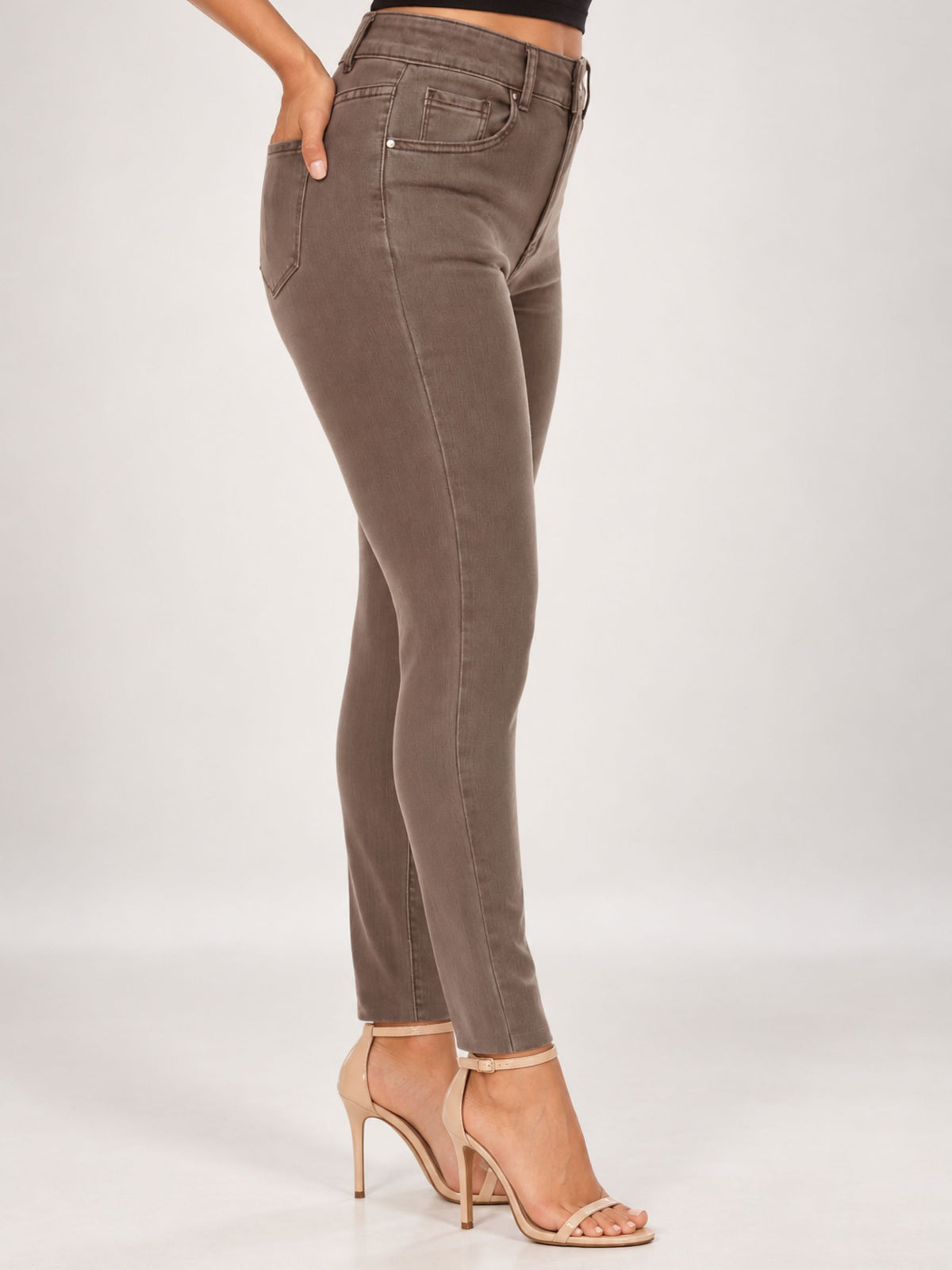 High Waisted Dark Taupe Jeans JACKIE Lior Paris