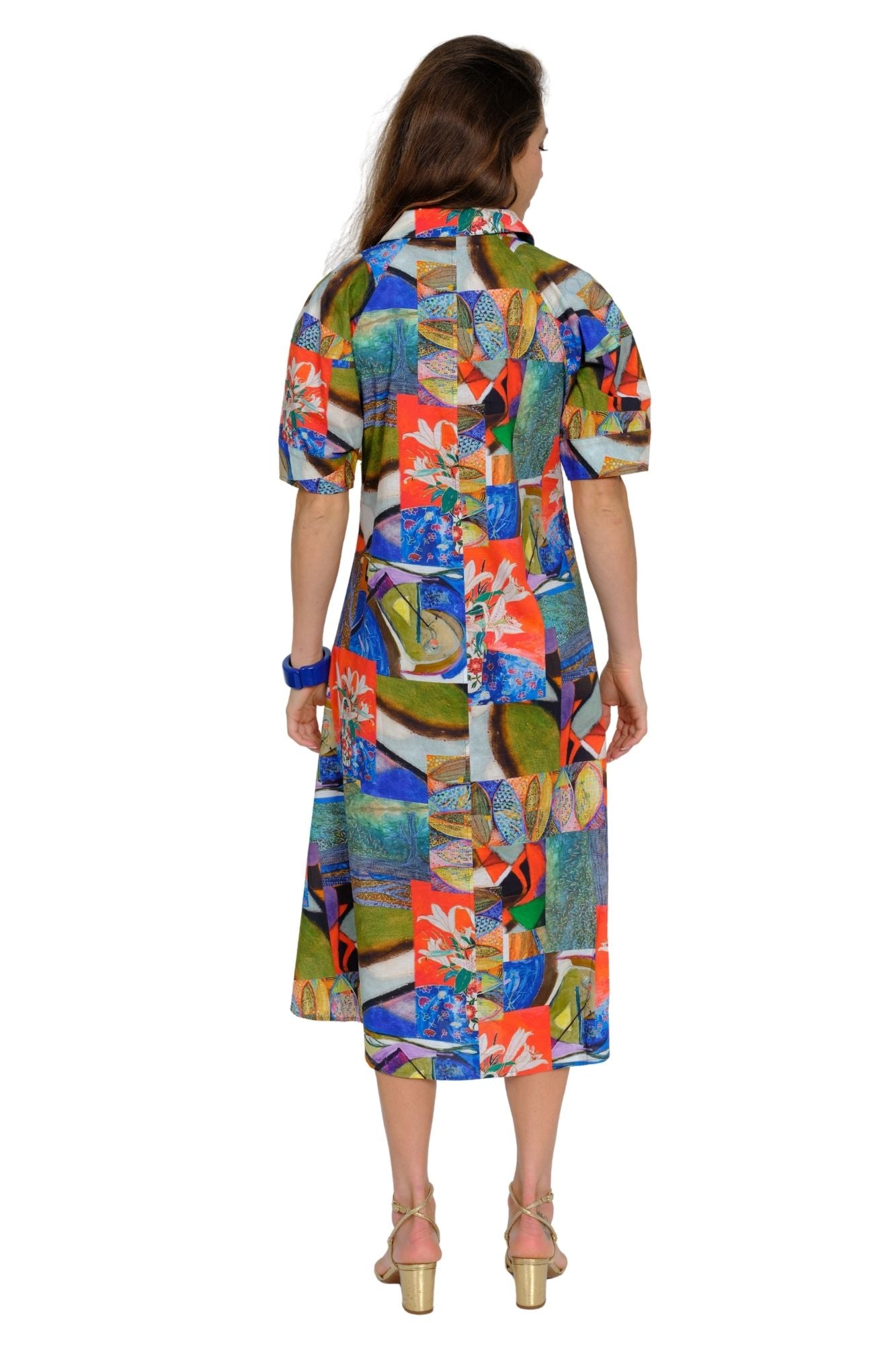 Lightweight floral collage maxi dress for women, perfect for travel and summer