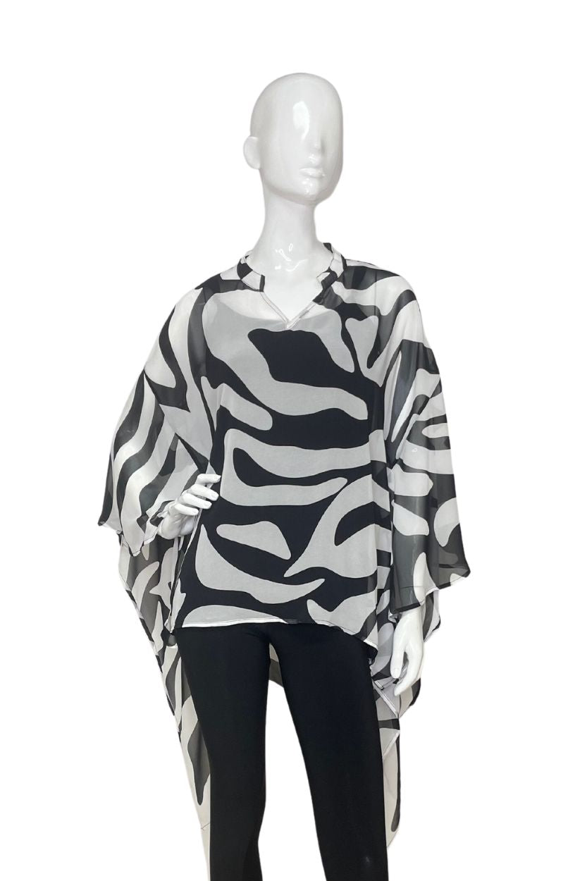 Flowy Zebra Print Women's Sheer Float Top | Maya