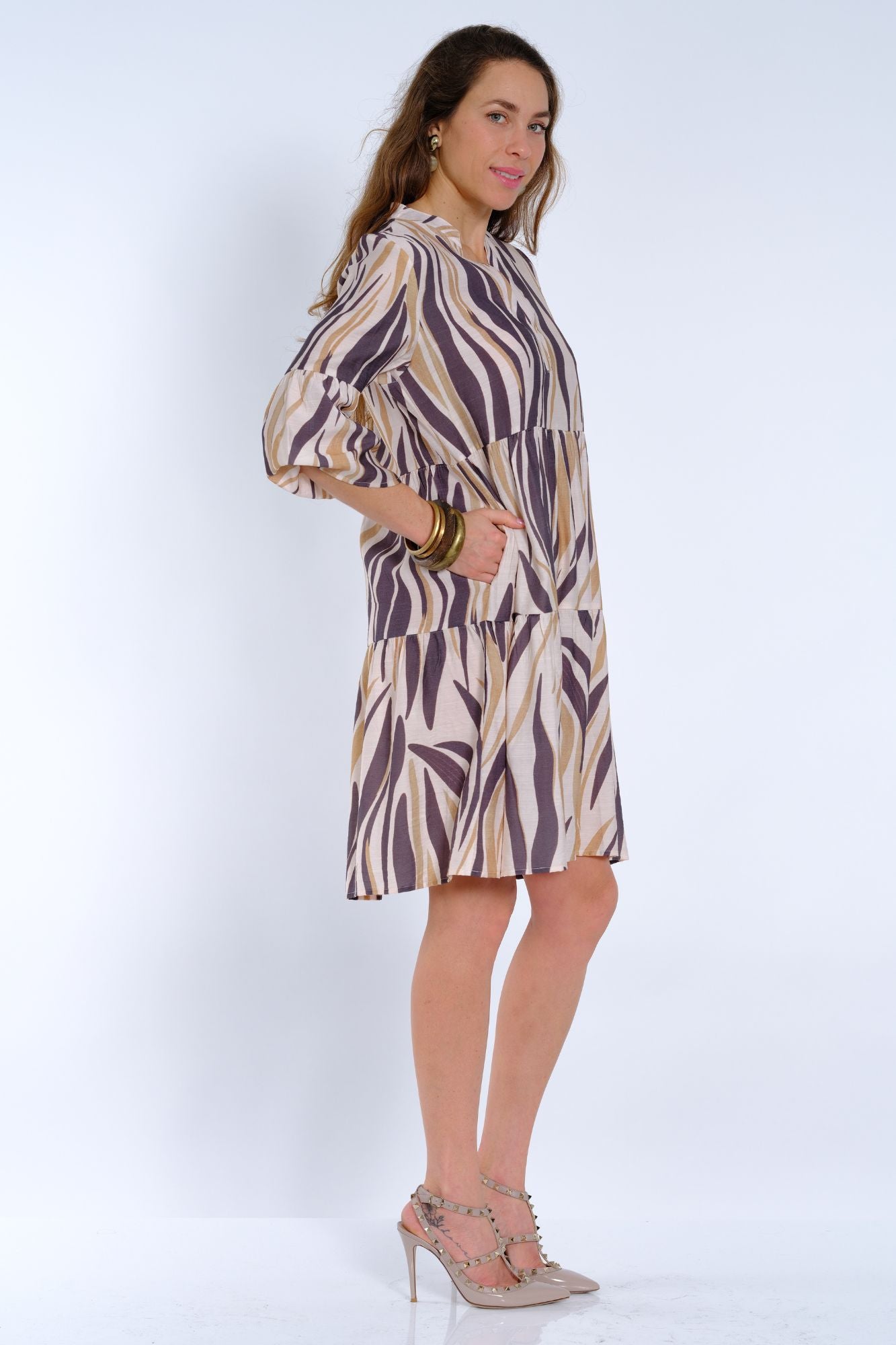 Women's lightweight printed tiered dress perfect for summer and travel