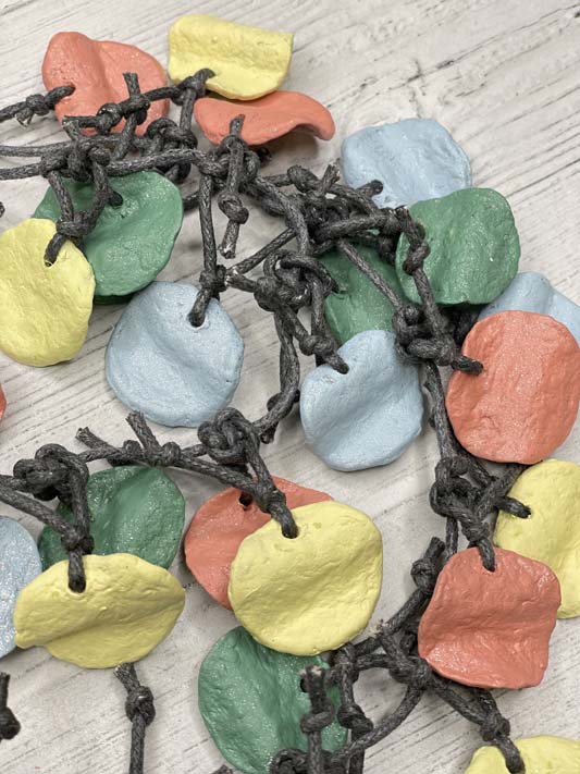 Alisha D Paper Mache Art Décor Necklace Papier-Mâché Coins Multicolor Double Layered