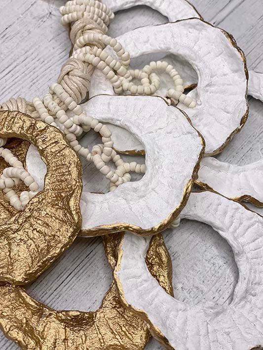 Alisha D Paper Mache Art Décor Necklace Papier-Mâché Double Layered