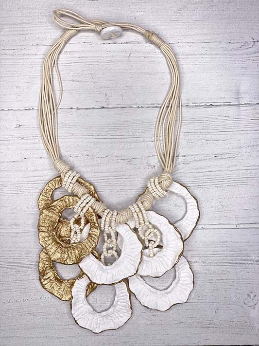 Alisha D Paper Mache Art Décor Necklace Papier-Mâché Double Layered