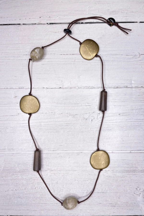 Alisha D Resin Acrylic Coin Beaded Adjustable Cord Necklace