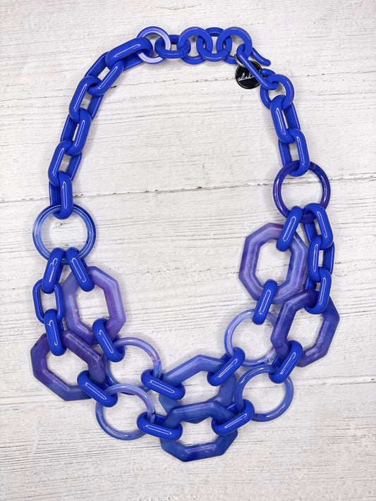Bold chunky double resin strand necklace 