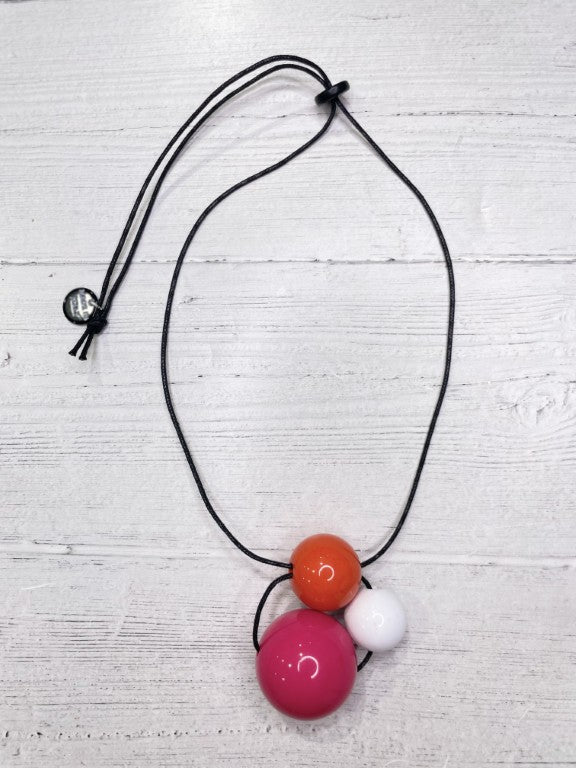 Alisha D Women's Black Fuchsia Resin Pendant Adjustable Cord Necklace