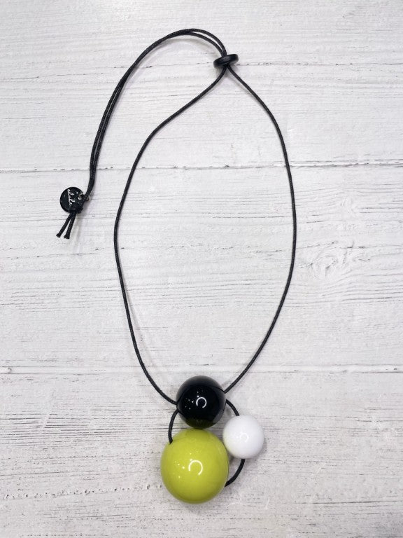 Alisha D Women's Black Lime Resin Pendant Adjustable Cord Necklace