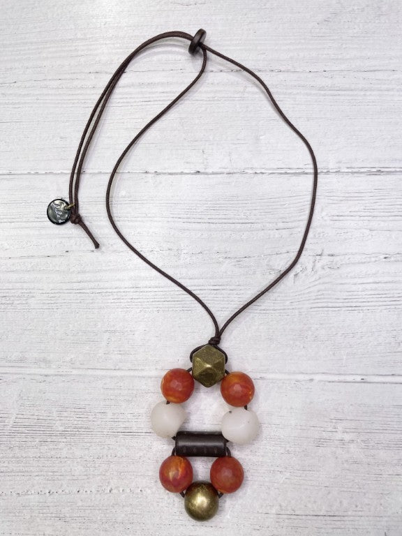 Alisha D Beaded Pendant Adjustable Cord Necklace Statement