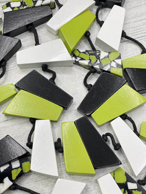 Alisha D Multi Strands Wood Statement Necklace Adjustable Cord