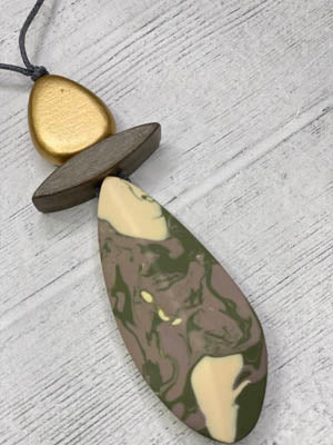 Alisha D Gold Camo Pendant Statement Necklace Adjustable Cord