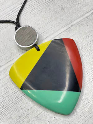 Alisha D Multicolor Wood Pendant Adjustable Cord