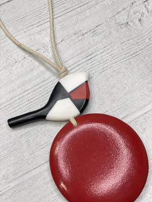 Alisha D Red Wood Pendant Necklace Adjustable Cord