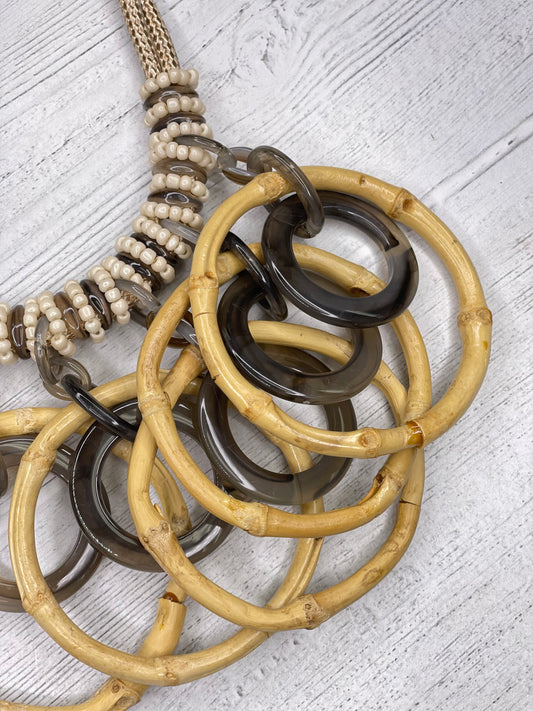 Alisha D Handmade Five Rings Bamboo Statement Necklace