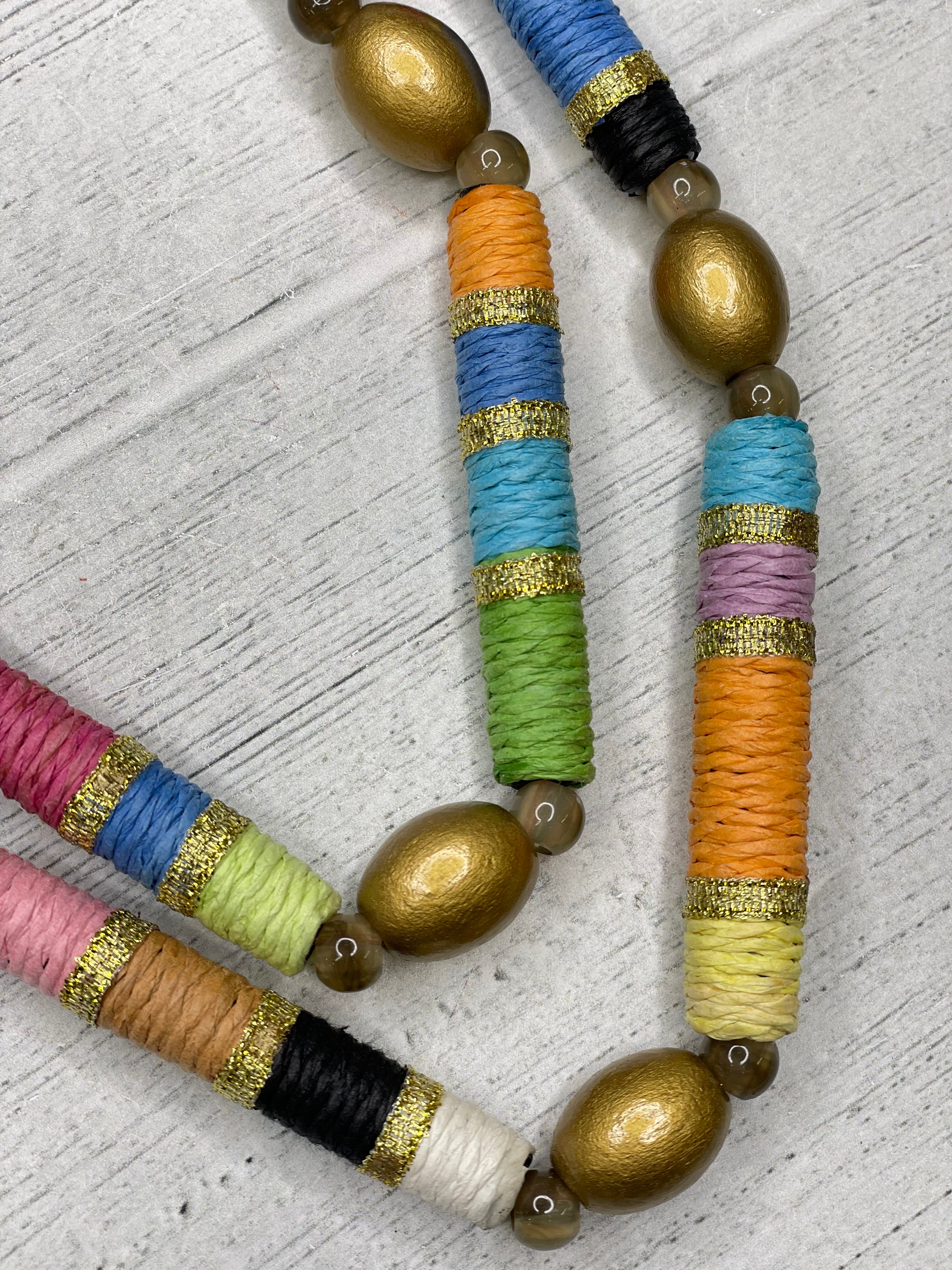 Alisha D Multicolor Double Strand Collar Necklace