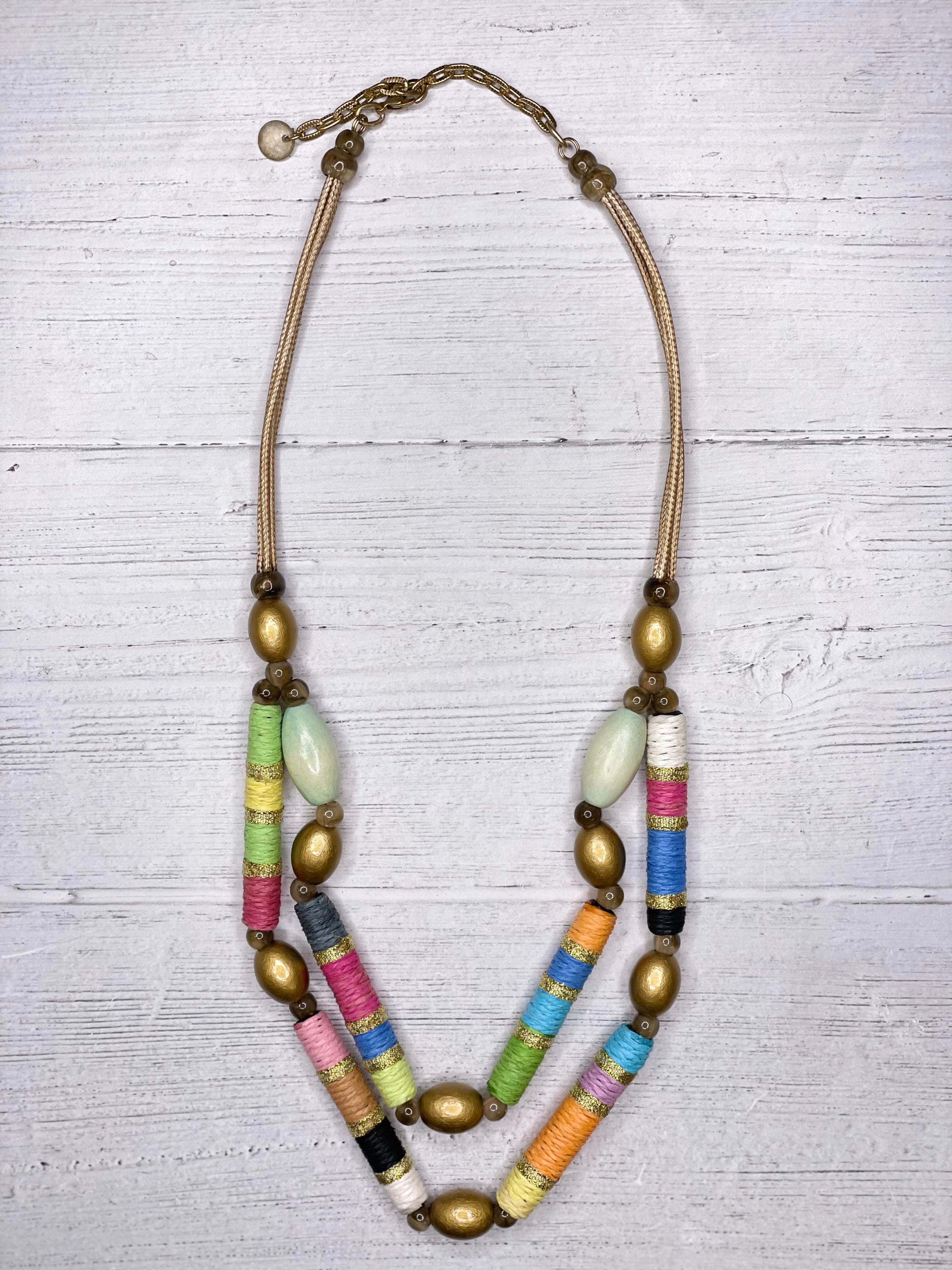 Alisha D Multicolor Double Strand Collar Necklace