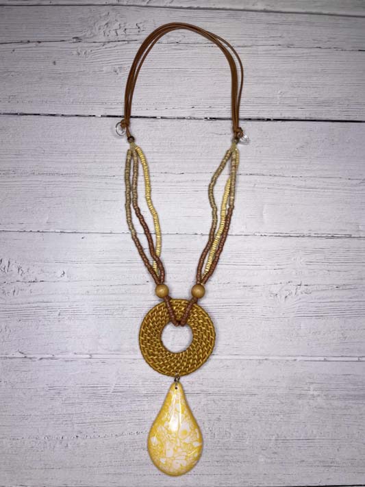 Alisha D Big Pendant Teardrop Pendant Adjustable Cord Handmade Necklace