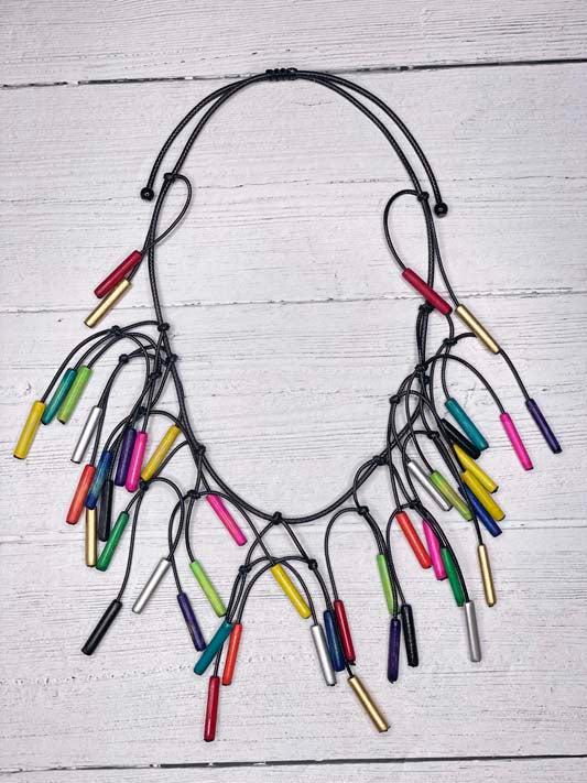 Alisha D Multicolor Cylinders Dangle Statement Women's Necklace
