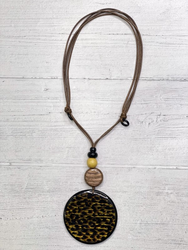 Alisha D Women's Necklace Animal Print Resin Pendant Adjustable Cord