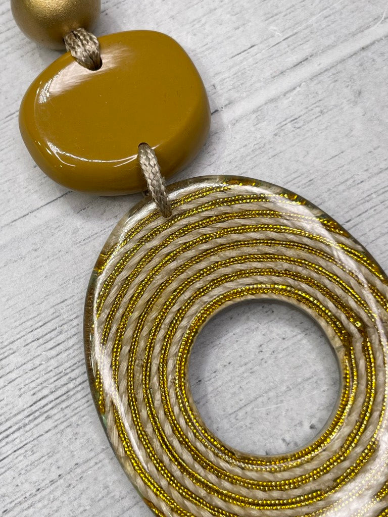 Alisha D Camel Tone Resin Pendant Adjustable Cord