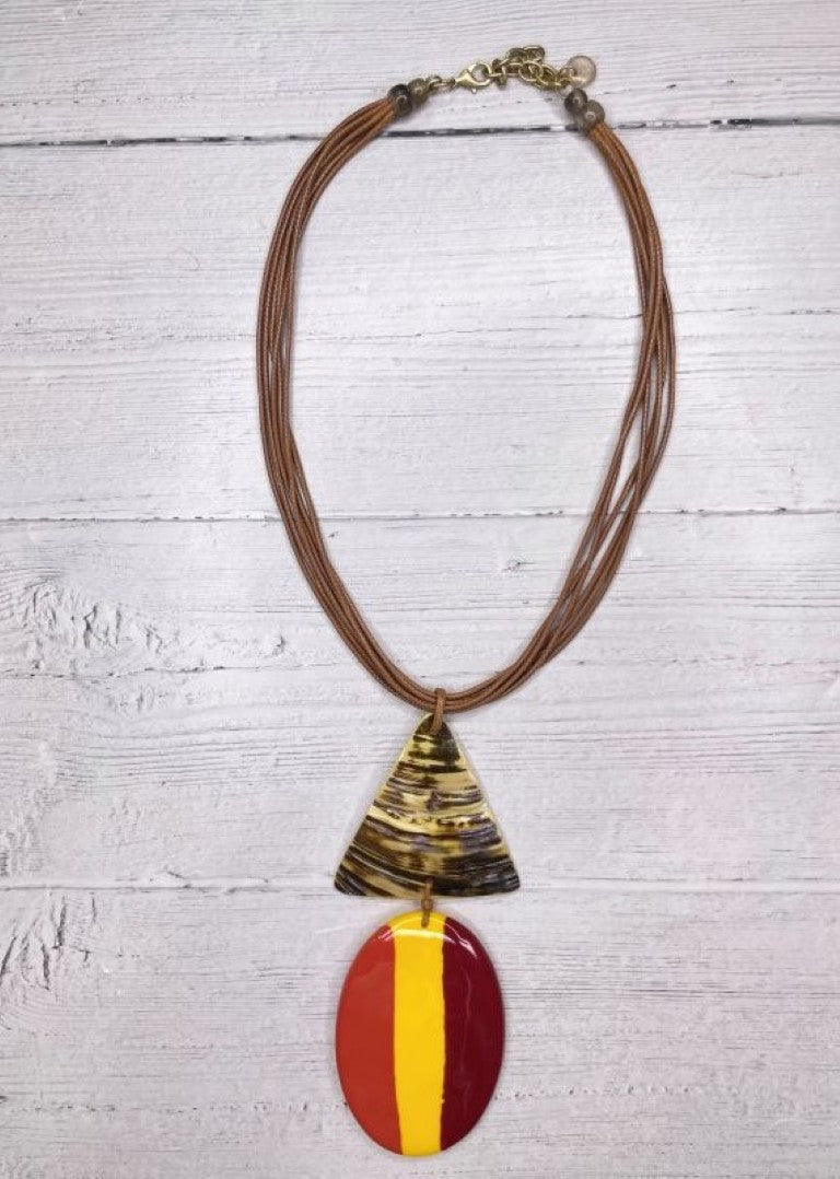Alisha D Tricolor Resin Pendant Necklace