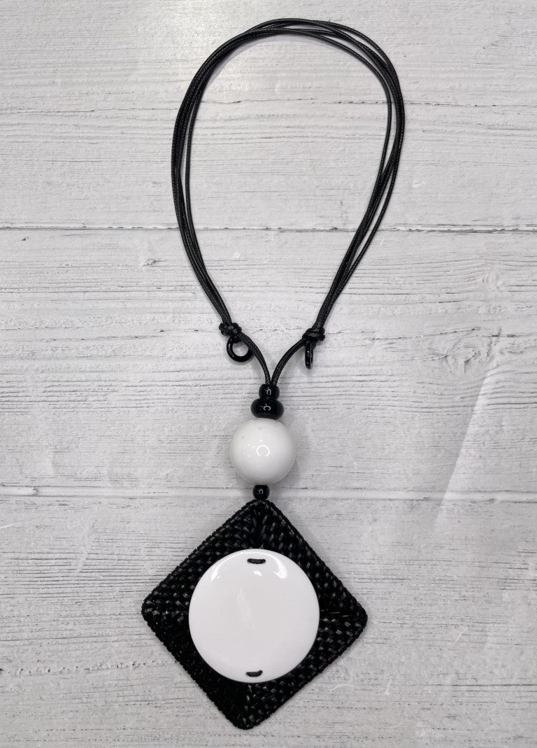 Alisha D Monochromatic Black White Geometric Pendant Necklace