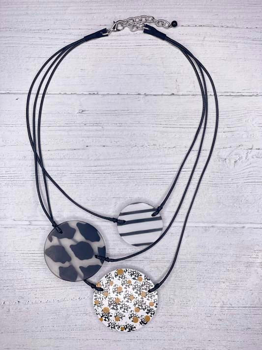 Alisha D Multi Strands Statement Necklace Black White
