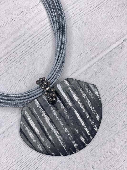 Alisha D Statement Shell Hand Painted Pendant Necklace Multi Strands Cord