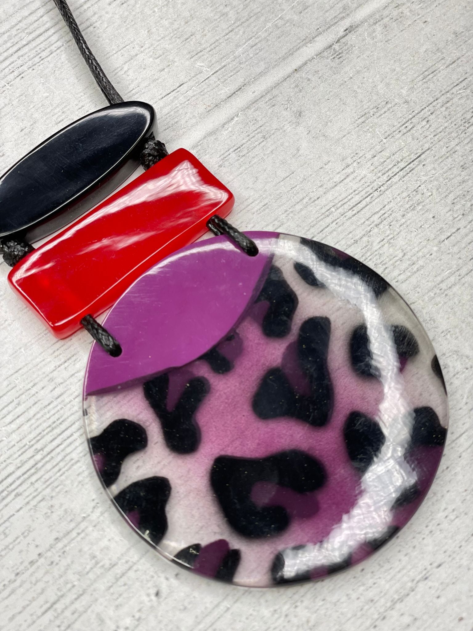 Alisha D Women's Necklace Resin Pendant Adjustable Cord