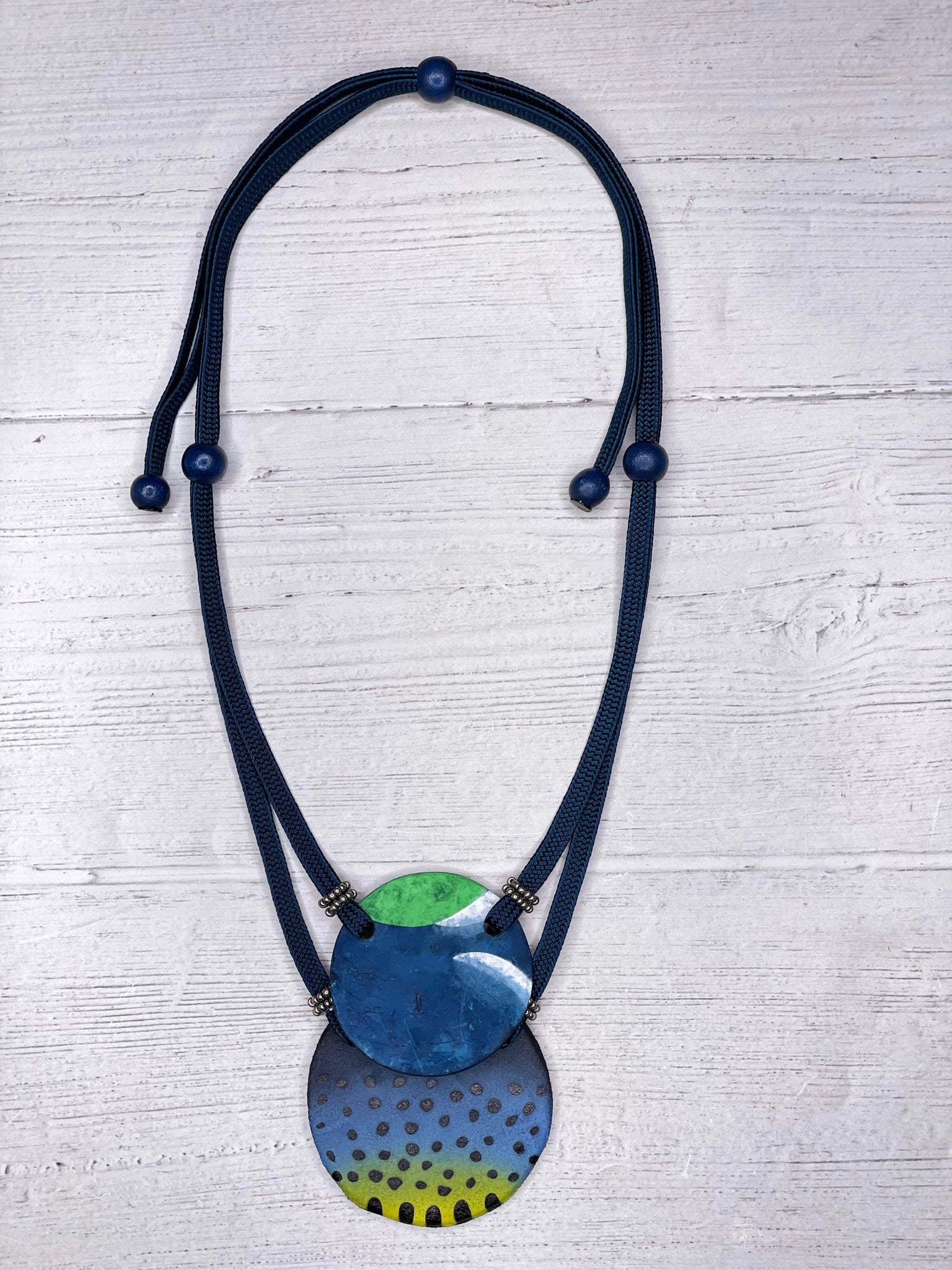 Alisha D Double Strands Round Shell Hand Painted Pendant Necklace