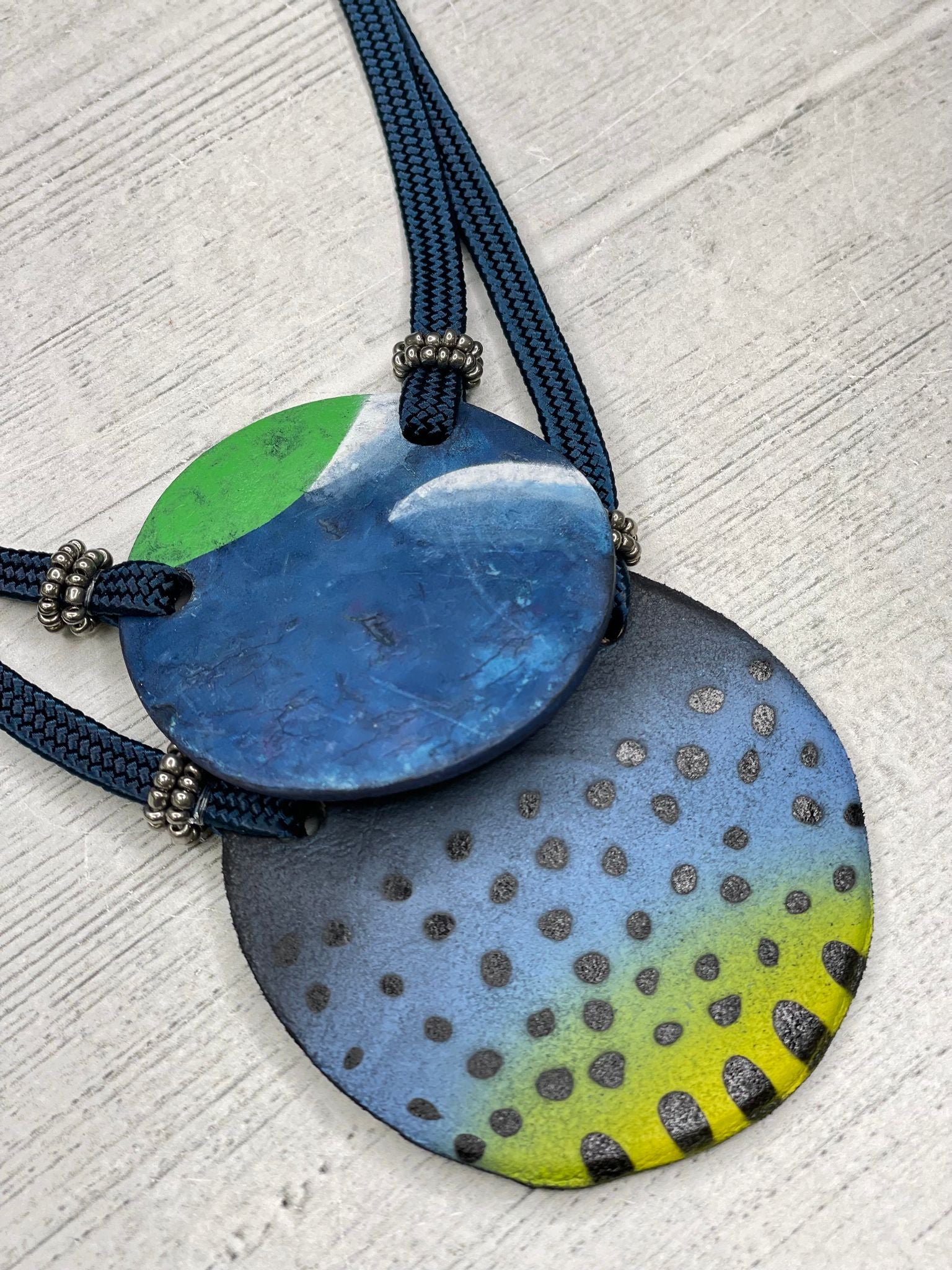 Alisha D Double Strands Round Shell Hand Painted Pendant Necklace