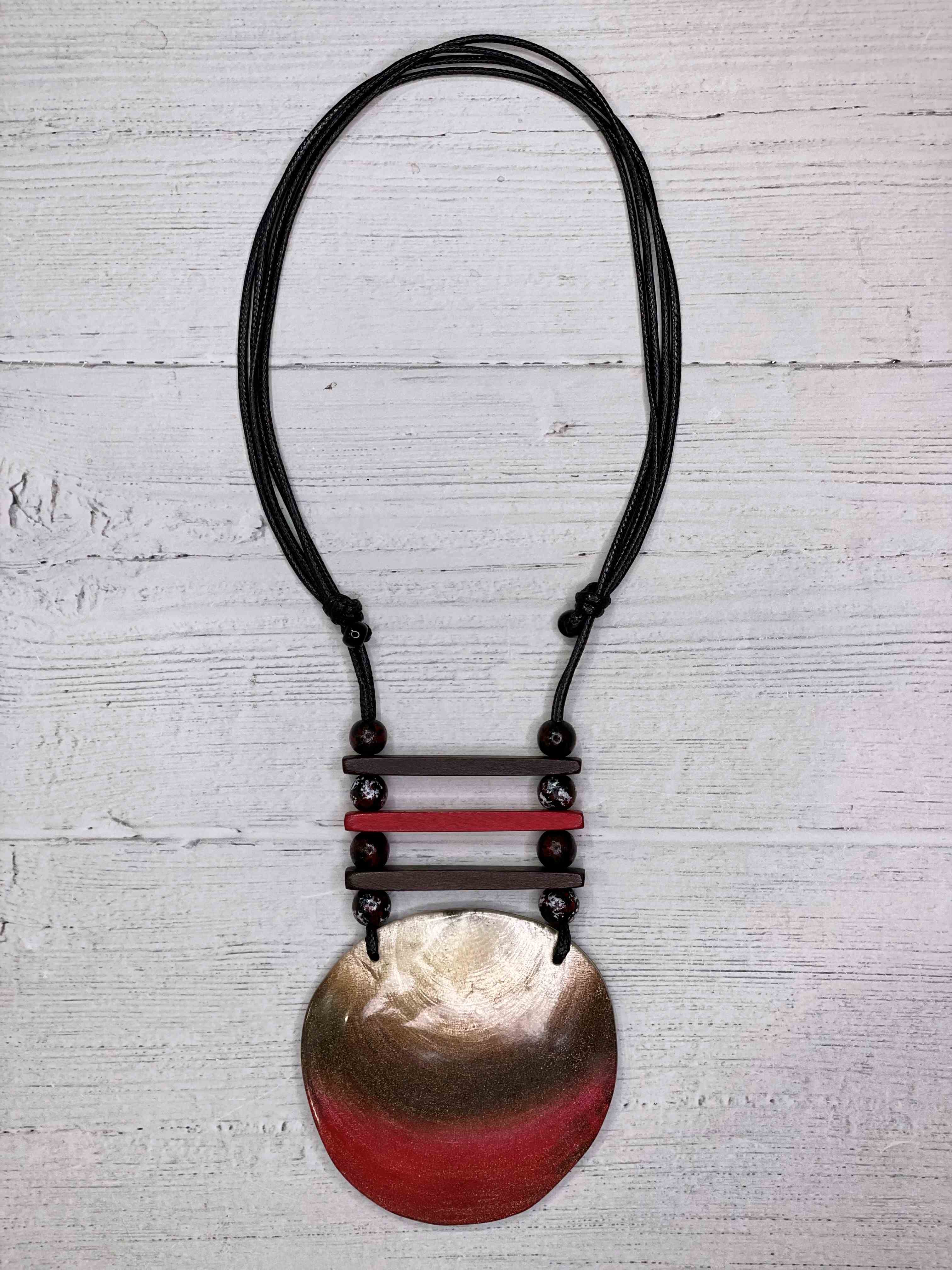 Alisha D Long  Statement Necklace Adjustable Cord Resin Pendant