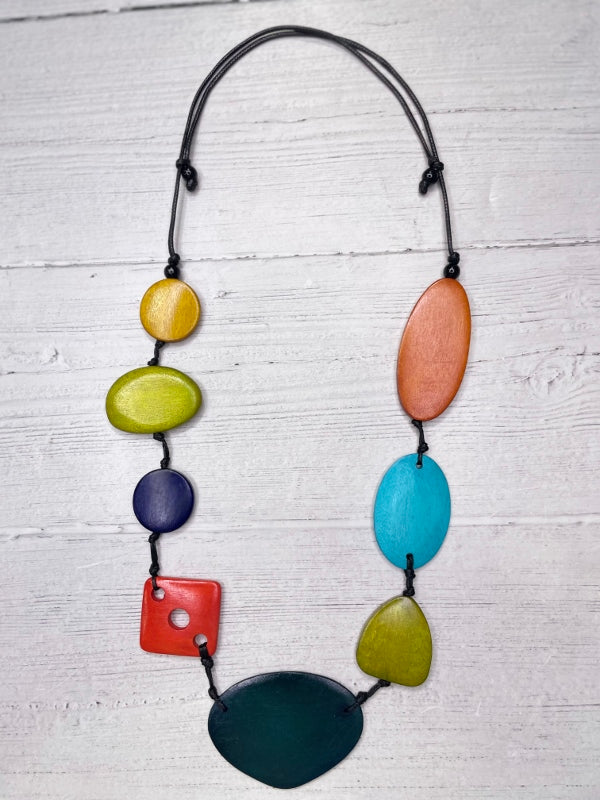 Alisha D Handmade Multicolor Pieces Wood Adjustable Cord