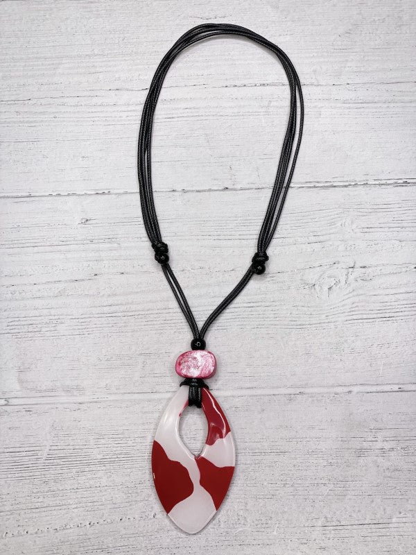 Alisha D Teardrop Resin Pendant Adjustable Cord Handmade Necklace