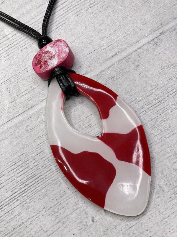 Alisha D Teardrop Resin Pendant Adjustable Cord Handmade Necklace