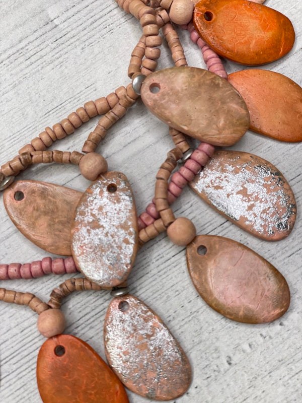 Alisha D Women's Multi Strand Wood Statement Necklace Salmon Color