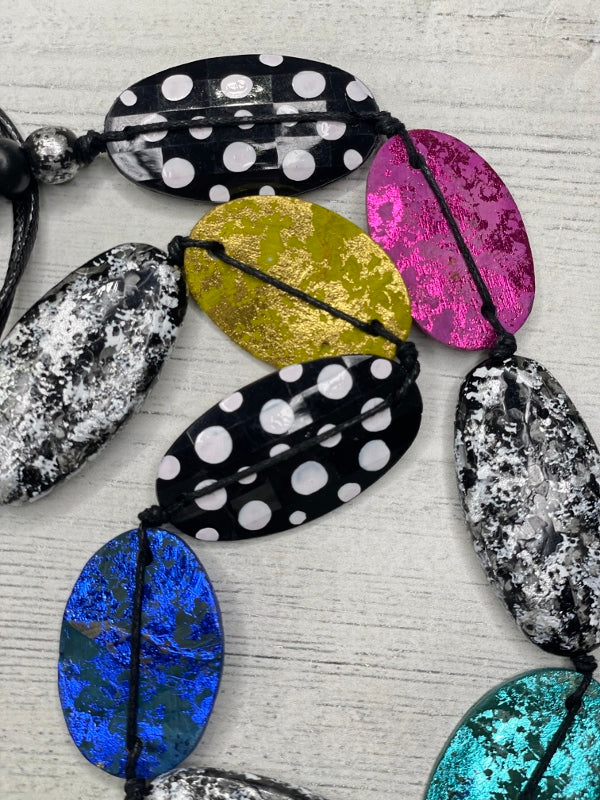 Alisha D Long Multicolor Statement Necklace Adjustable Cord