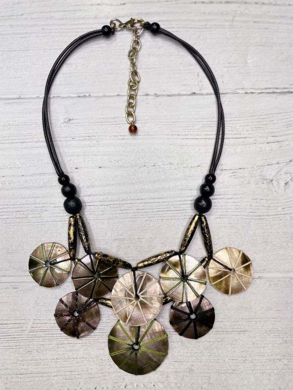 Alisha D Shell Coin Multi Strand Statement Necklace