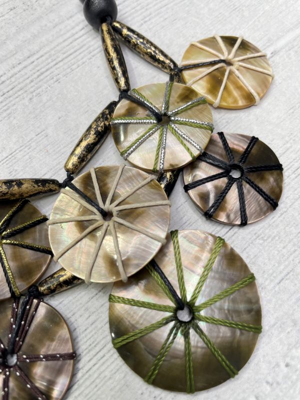 Alisha D Shell Coin Multi Strand Statement Necklace