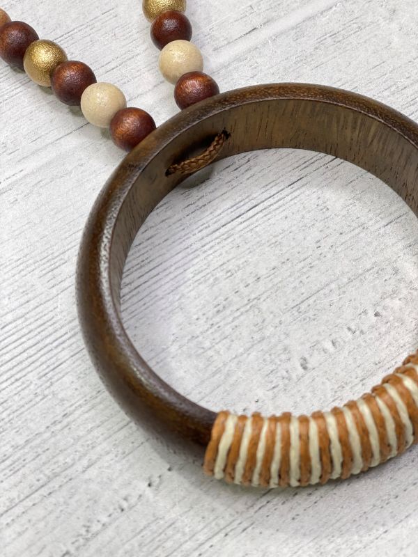 Alisha D Handmade Brown  Long Pendant Necklace Adjustable Cord