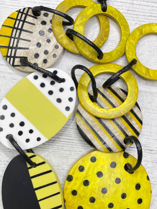 Alisha D Long Statement Necklace Adjustable Cord In Yellow